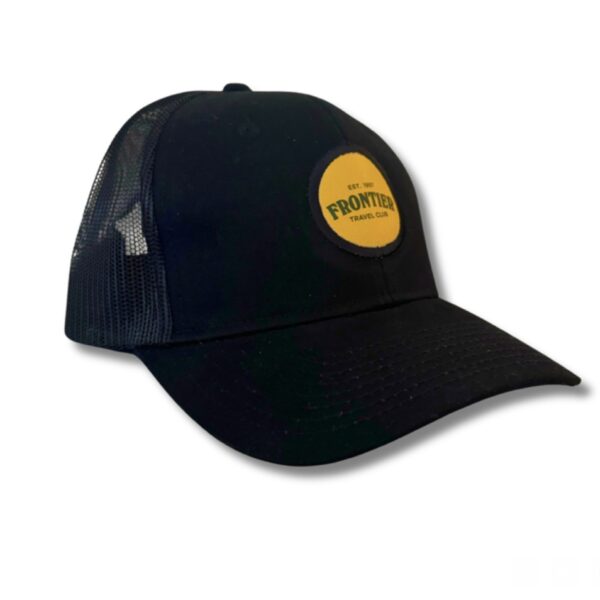 Frontier-Travel-Club-Snapback-Meshback-Hat-Black-Yellow