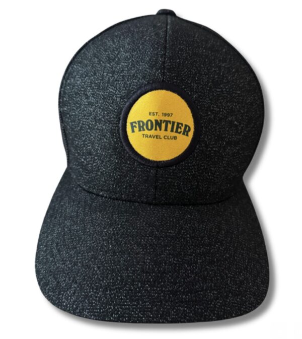 Frontier-Travel-Club-Snapback-mesh-back-hat-speckled-black-grey