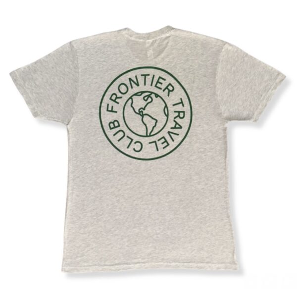 Frontier Travel Club Next Level Short Sleeve T-Shirt: Light Grey & Hunter Green